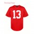 Men'S # 13 Red American Football Shirt - V-neck Breathable Polyester Fiber Suitable For Training Team Sports And Casual Clothing