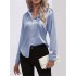 Solid Smoothly Shirt, Elegant Button Front Turn Down Collar Long Sleeve Shirt, Women's Clothing Solid Smoothly Shirt, Elegant Button Front Turn Down Collar Long Sleeve Shirt, Women's Clothing