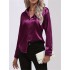 Solid Smoothly Shirt, Elegant Button Front Turn Down Collar Long Sleeve Shirt, Women's Clothing Solid Smoothly Shirt, Elegant Button Front Turn Down Collar Long Sleeve Shirt, Women's Clothing
