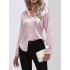 Solid Smoothly Shirt, Elegant Button Front Turn Down Collar Long Sleeve Shirt, Women's Clothing Solid Smoothly Shirt, Elegant Button Front Turn Down Collar Long Sleeve Shirt, Women's Clothing