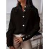 Solid Button Front Blouse, Casual Long Sleeve Versatile Blouse, Women's Clothing Solid Button Front Blouse, Casual Long Sleeve Versatile Blouse, Women's Clothing