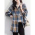 Plaid Print Button Front Shirt, Elegant Long Sleeve Lapel Shirt, Women's Clothing Plaid Print Button Front Shirt, Elegant Long Sleeve Lapel Shirt, Women's Clothing