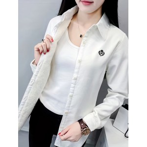 Cute Graphic Simple T-shirt, Casual Thermal Long Sleeve T-shirt, Women's Clothing