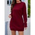 Casual Crew Neck Sweatshirt Dress, Long Sleeve With Pocket Sweatshirt Dresses , Women's Clothings