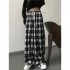 Plaid Drawstring Straight Leg Pants, Casual Loose Pants For Spring & Fall, Women's Clothing
