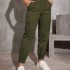 Y2K Solid Pockets Drawstring Cargo Pants, Casual Loose Baggy Pants For All Seasons, Women's Clothing