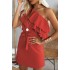 Apricot One-shoulder Ruffles Mini Dress