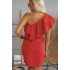 Apricot One-shoulder Ruffles Mini Dress