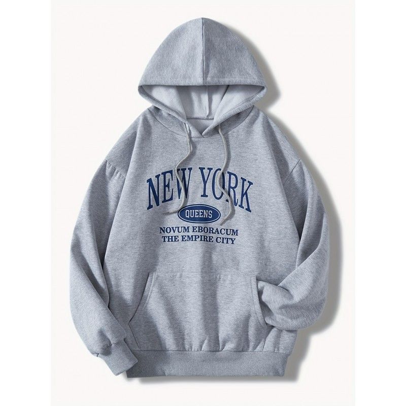 Letter Print Drawstring Hoodie, Casual Long Sleeve Drop Shoulder Hoodie, Women's Clothing