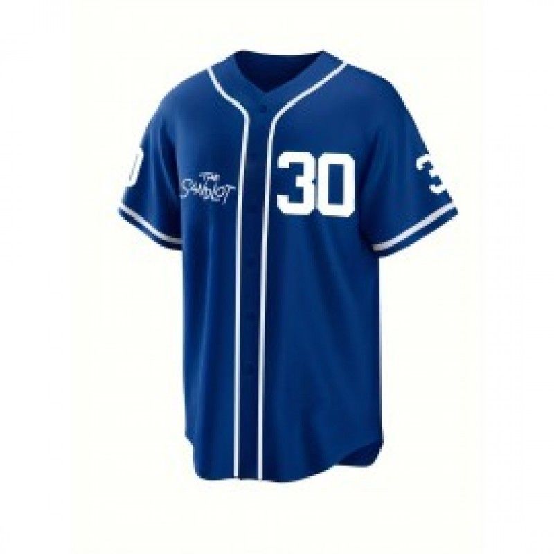 Men's #30 Blue Baseball Jersey - Tatis Jr. San Diego V-Neck Button-Up Shirt, Loose Fit Durable Polyester for Training, Sports & Casual Wear